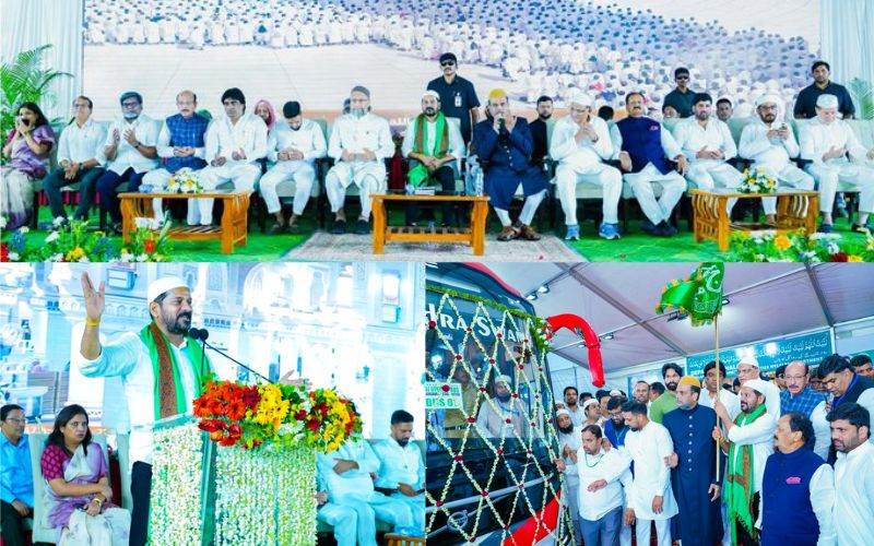 تلنگانہ کےوزیراعلیٰ نےعازمین حج کے قافلہ کو کیا جھنڈی دکھاکر کیا روانہ 